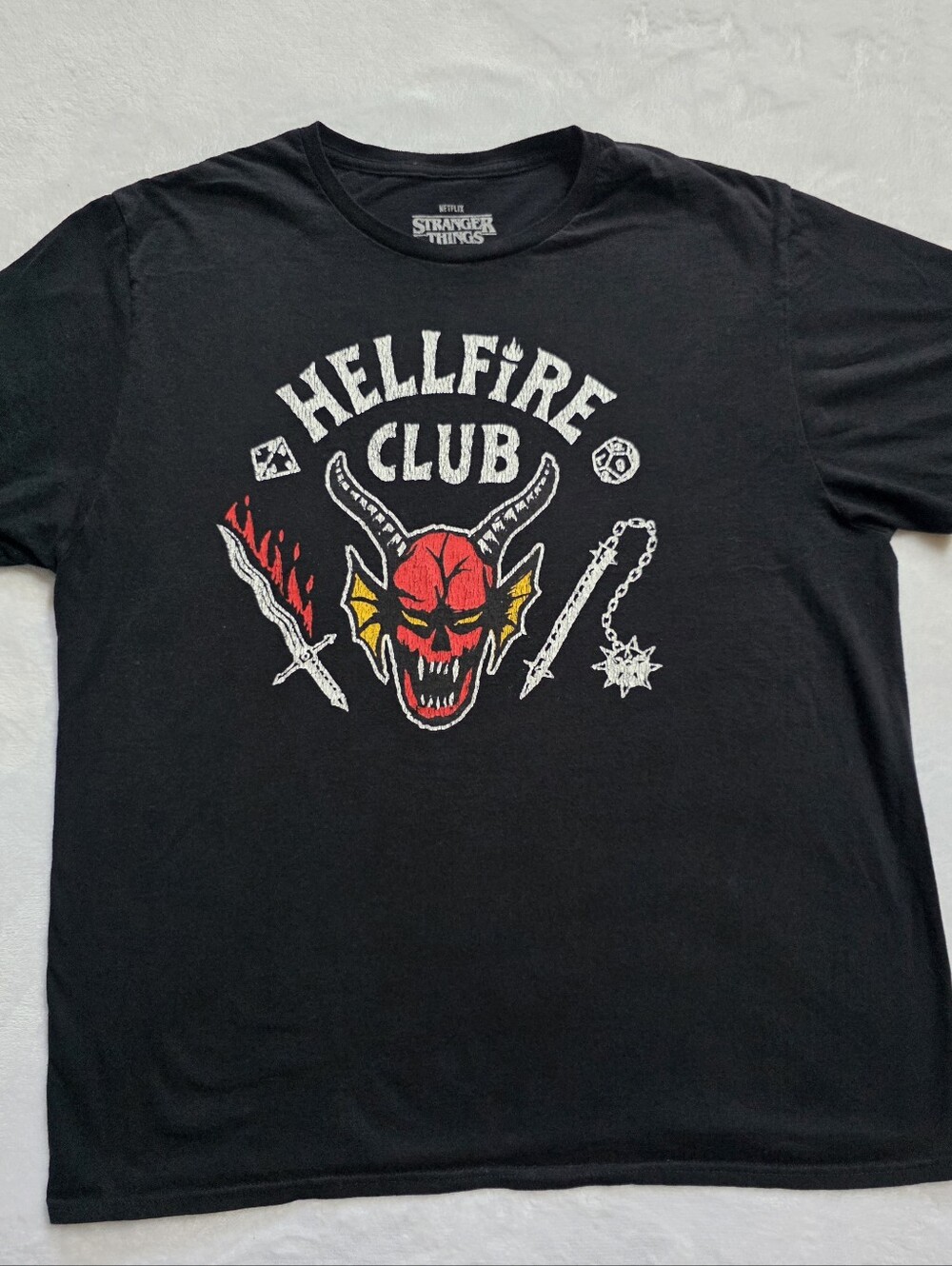 Stranger Things Hellfire Club T-Shirt XL Black Netflix Graphic D&D